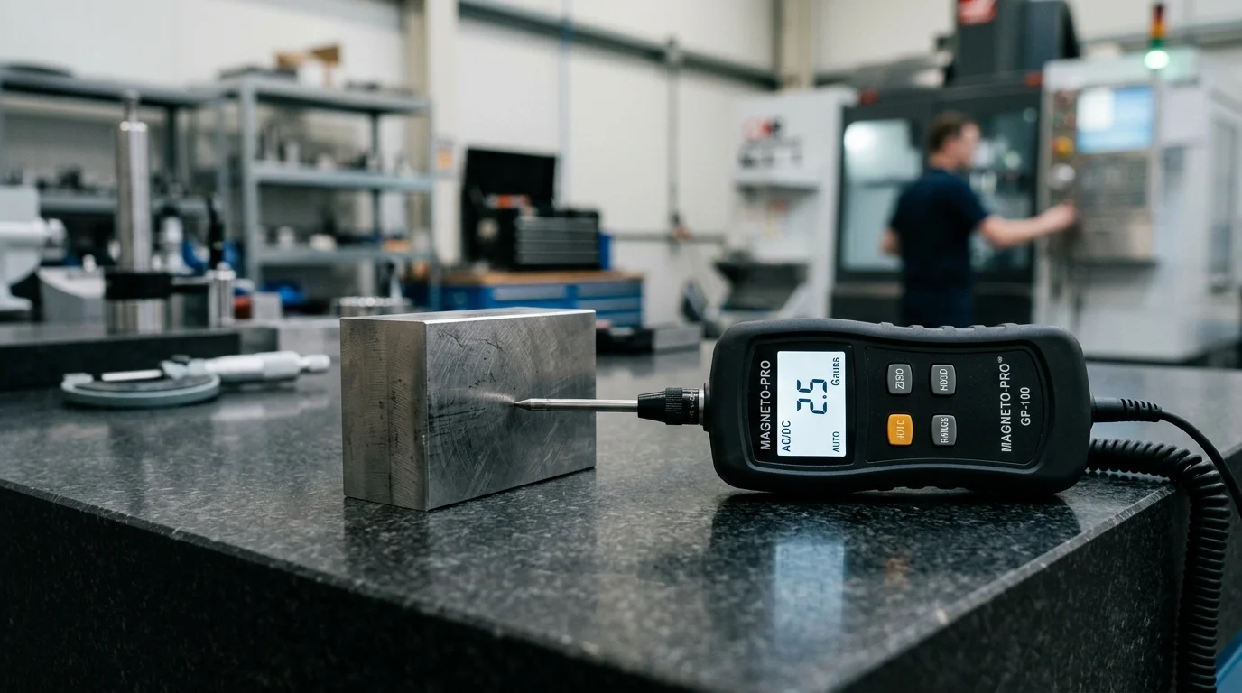 Gaussmeter medindo ímã